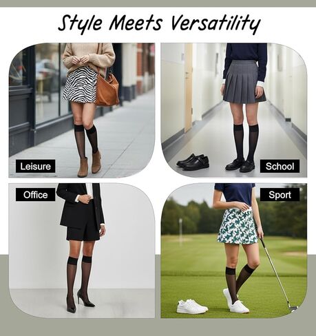 6 Pack Black Knee High Stockings, Sheer Socks Knee High Nylons Pantyhose for Women Thin Tights Panty Hose Stocking, Comfortable & Stylish Perfect for Daily Wear Reinforced Toe, 3 Pairs in Saudi Arabia