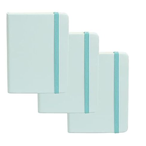 Simply Genius A6 Hardcover Notebook - Bleed-Free Ruled Journal - Mini Notepad with Inner Pocket & Elastic Closure - Notebook Set for Office & School - Light Blue, Pack of 3, 124 Pages in Saudi Arabia