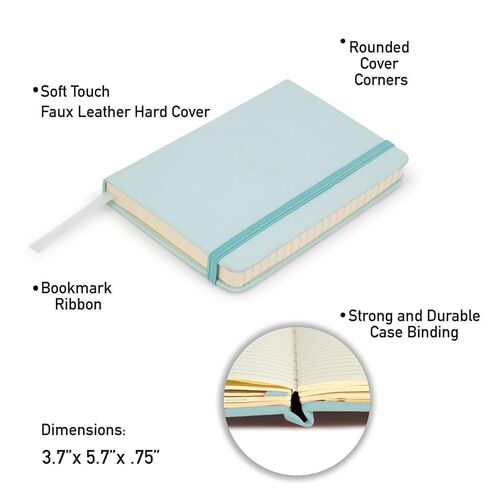 Simply Genius A6 Hardcover Notebook - Bleed-Free Ruled Journal - Mini Notepad with Inner Pocket & Elastic Closure - Notebook Set for Office & School - Light Blue, Pack of 3, 124 Pages in Saudi Arabia