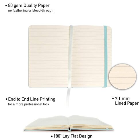 Simply Genius A6 Hardcover Notebook - Bleed-Free Ruled Journal - Mini Notepad with Inner Pocket & Elastic Closure - Notebook Set for Office & School - Light Blue, Pack of 3, 124 Pages in Saudi Arabia