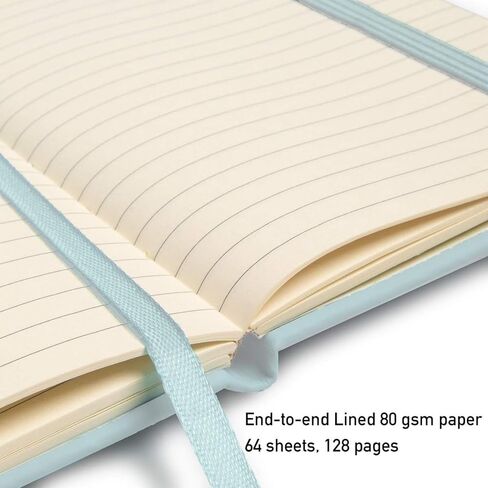 Simply Genius A6 Hardcover Notebook - Bleed-Free Ruled Journal - Mini Notepad with Inner Pocket & Elastic Closure - Notebook Set for Office & School - Light Blue, Pack of 3, 124 Pages in Saudi Arabia