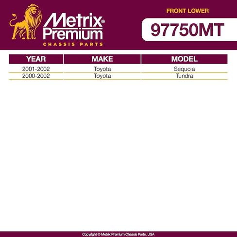 أجزاء هيكل Metrix Premium - 4 قطع من ذراع التحكم الأمامي السفلي ومجموعة وصلات كروية تناسب 2001-2002 Toyota Sequoia، 2000-2002 Toyota Tundra، استبدال RK640434، RK640435، K90262، K90263، صنع في أوروبا in Saudi Arabia