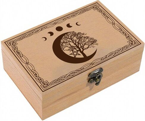 CREATCABIN Wooden Tarot Storage Boxes Witch Box Black Cat Wood Tarot Box for Cards Crystal Holder Rectangle Trinket Keepsake Box Decorative Storage Bin for Jewelry Astrology Women 4.3x6.5x2.3Inch in Kuwait