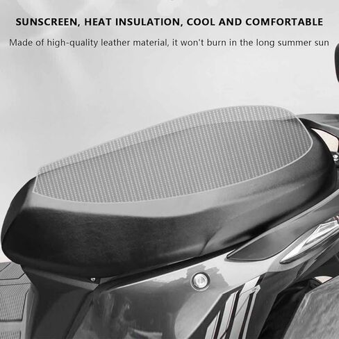 Universal Motorbike Seat Cover with Elastic, Breathable PU Leather Rain Seat Cover for Most Motorcycle Scooter Seat (Black High Stretch) in Kuwait