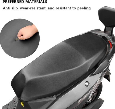 Universal Motorbike Seat Cover with Elastic, Breathable PU Leather Rain Seat Cover for Most Motorcycle Scooter Seat (Black High Stretch) in Kuwait