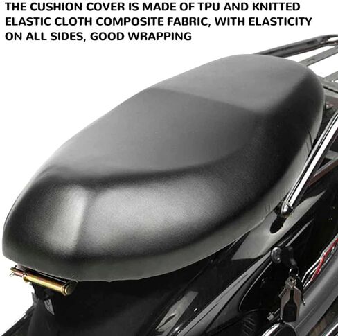 Universal Motorbike Seat Cover with Elastic, Breathable PU Leather Rain Seat Cover for Most Motorcycle Scooter Seat (Black High Stretch) in Kuwait