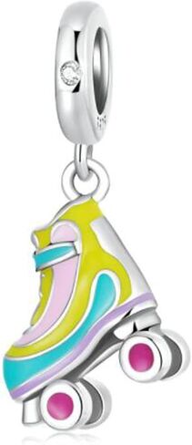 Charm Beads 925 Sterling Silver Starfish Moon Unicorn Eye Charms for Bracelets Necklace (Colorful Skates Charm) in Saudi Arabia