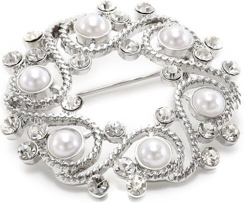 Napier "Gift Boxed" Silver-Tone with Pearl Wreath Brooch in Saudi Arabia