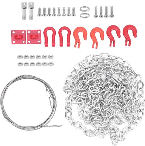 RC Tow Chain Metal Tow Rope Set, 1/10 1/24 Scale Metal Winch Accessories, Heavy Duty Off Road Trailer Hitch with Hooks for Axial SCX10 D90 RC Crawler Trailer in Saudi Arabia