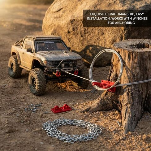 RC Tow Chain Metal Tow Rope Set, 1/10 1/24 Scale Metal Winch Accessories, Heavy Duty Off Road Trailer Hitch with Hooks for Axial SCX10 D90 RC Crawler Trailer in Saudi Arabia