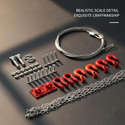 RC Tow Chain Metal Tow Rope Set, 1/10 1/24 Scale Metal Winch Accessories, Heavy Duty Off Road Trailer Hitch with Hooks for Axial SCX10 D90 RC Crawler Trailer in Saudi Arabia