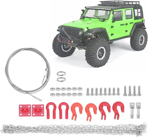 RC Tow Chain Metal Tow Rope Set, 1/10 1/24 Scale Metal Winch Accessories, Heavy Duty Off Road Trailer Hitch with Hooks for Axial SCX10 D90 RC Crawler Trailer in Saudi Arabia
