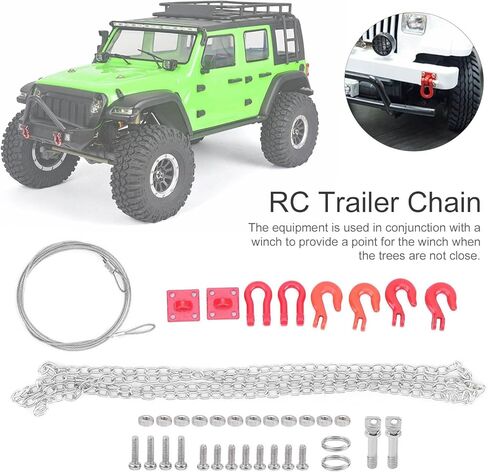 RC Tow Chain Metal Tow Rope Set, 1/10 1/24 Scale Metal Winch Accessories, Heavy Duty Off Road Trailer Hitch with Hooks for Axial SCX10 D90 RC Crawler Trailer in Saudi Arabia