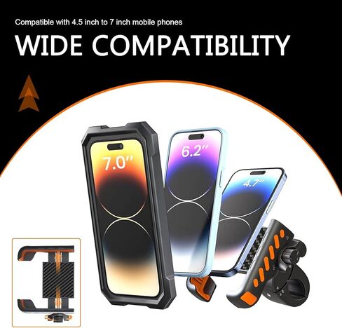 Bike Phone Holder, 360-degree Adjustable Bhone Holder for Bike, Anti-slip and Shock Absorption Handlebar Navigation Mount,Compatible with 4-7"Cellphone,for Off-road Motorcycle Scooter(Orange) in Saudi Arabia