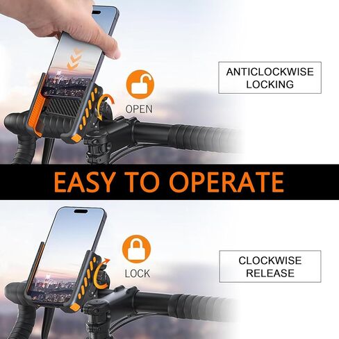 Bike Phone Holder, 360-degree Adjustable Bhone Holder for Bike, Anti-slip and Shock Absorption Handlebar Navigation Mount,Compatible with 4-7"Cellphone,for Off-road Motorcycle Scooter(Orange) in Saudi Arabia