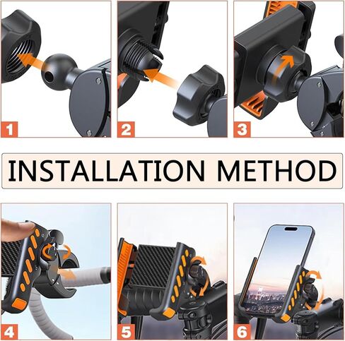 Bike Phone Holder, 360-degree Adjustable Bhone Holder for Bike, Anti-slip and Shock Absorption Handlebar Navigation Mount,Compatible with 4-7"Cellphone,for Off-road Motorcycle Scooter(Orange) in Saudi Arabia