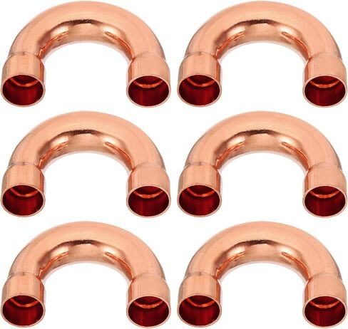 PATIKIL 1/2 Inch ID Copper Pipe Fittings, 6 Pcs 180 Degree Return Bend Copper Pipe Sweat Welding Solder Connection for HVAC Air Conditioning Hydraulic in Saudi Arabia