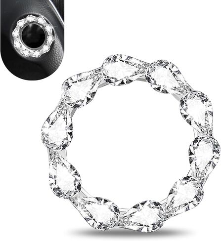 Shakas Bling Car Ignition Switch Cover, Creative Teardrop Rhinestone Inlaid Push to Start Decorative Ring Cover, Exquisite Ladies Car Accessories, Suitable for Most Cars (White) in Saudi Arabia