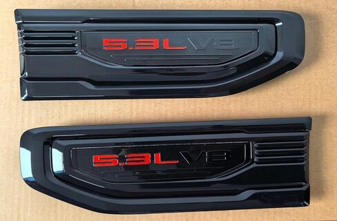 2 Pack 5.3L V8 Vent Emblems Driver Passenger Badge Nameplate Kit Compatible with 2019-2025 GMC Sierra GM 86532087 84926563 (Black Chrome) in Saudi Arabia