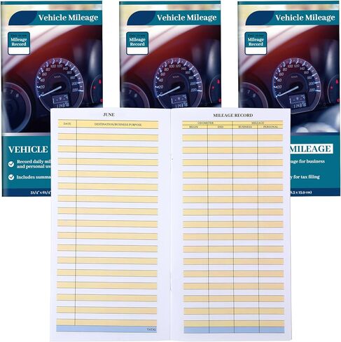 Motiskyy 6 Pcs Vehicle Mileage Log Book for Car Afr10w Auto Mileage Expense Record Notebook Mileage Tracker Vehicle Expense Journal Business Bookkeeping for Driving, 6.3 x 3.3 Inch 32 Pages Each in Kuwait