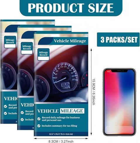 Motiskyy 6 Pcs Vehicle Mileage Log Book for Car Afr10w Auto Mileage Expense Record Notebook Mileage Tracker Vehicle Expense Journal Business Bookkeeping for Driving, 6.3 x 3.3 Inch 32 Pages Each in Kuwait