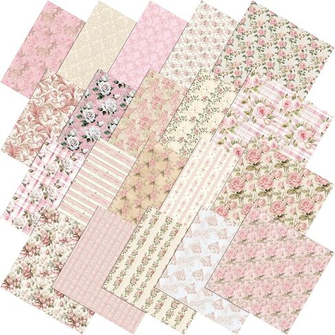Tudomro 100 Pcs Pink Floral Fabric Squares Bundles 10 x 10 Inch Cotton Rose Quilting Fabric Pink Spring Flower Fat Quarters Printed Cloth Quilt Patchwork Material for Sewing DIY Crafts Supplies in Saudi Arabia