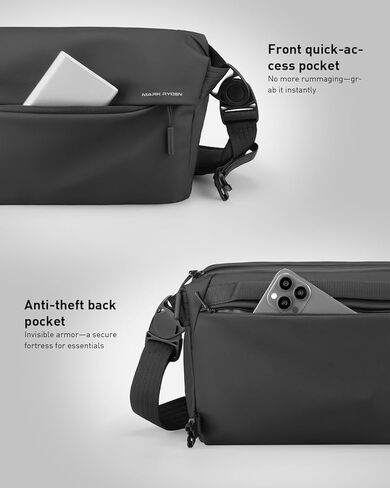 حقيبة كروس للرجال من مارك رايدن، حقيبة حبال سعة 6 لتر وحقيبة كتف مع إبزيم دوار مغناطيسي، حقيبة مراسلة مقاومة للماء تناسب جهاز iPad مقاس 10 بوصات، خفيفة الوزن للصالة الرياضية، والعمل، وركوب الدراجات، والسفر، والمشي لمسافات طويلة، والتنقل in Kuwait