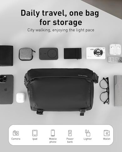 حقيبة كروس للرجال من مارك رايدن، حقيبة حبال سعة 6 لتر وحقيبة كتف مع إبزيم دوار مغناطيسي، حقيبة مراسلة مقاومة للماء تناسب جهاز iPad مقاس 10 بوصات، خفيفة الوزن للصالة الرياضية، والعمل، وركوب الدراجات، والسفر، والمشي لمسافات طويلة، والتنقل in Kuwait