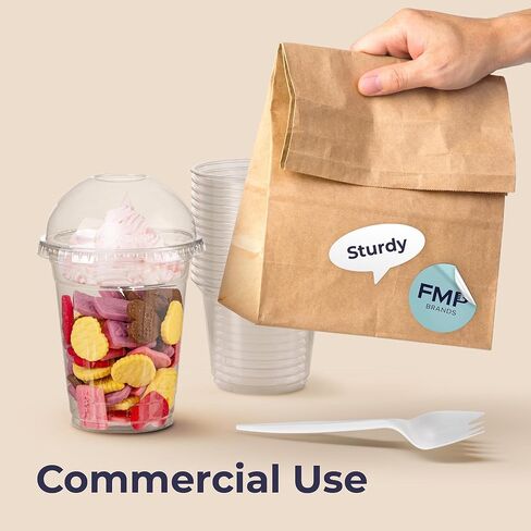 [50 Pack] 12 oz Clear Plastic Dessert Cups with Dome Lids, Inserts and Sporks, Disposable Parfait Cups with Lids, Fruits Cups No Hole, Party Containers for Yogurt, Ice Cream, Snacks, Pudding in Kuwait