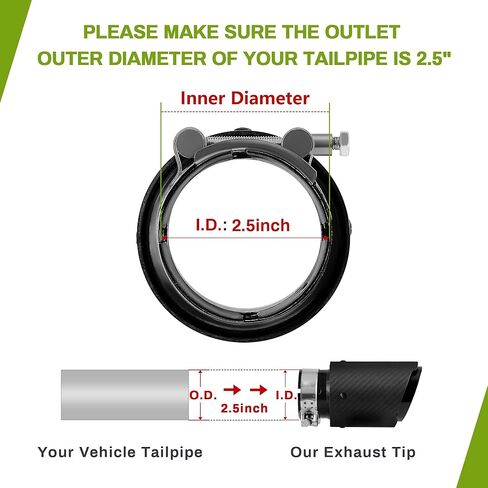 طرف عادم من ألياف الكربون غير اللامعة مقاس 2.5 بوصة من AUTOSAVER88، مدخل 2.5 بوصة، مخرج 4 بوصة، أطراف عادم من الفولاذ المقاوم للصدأ بطول 6.6 بوصة، أنبوب عادم 2.5 بوصة in Saudi Arabia