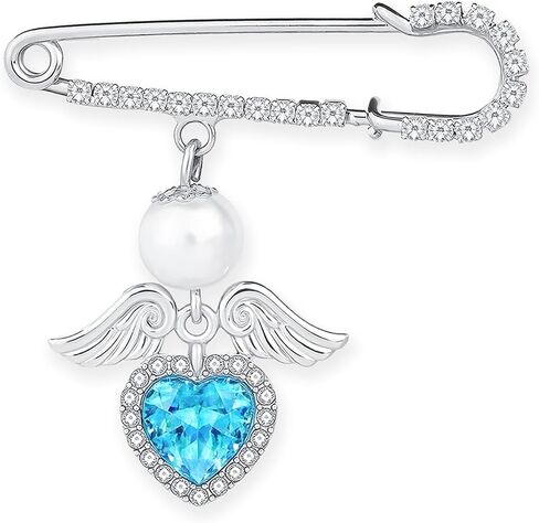 Something Blue Gift for Bride – Angel Pin with Pearl & Blue Heart Charm, Bridal Bouquet Charm for Wedding Day, Bride to Be Gift, Bridal Shower & Bachelorette Present in Saudi Arabia