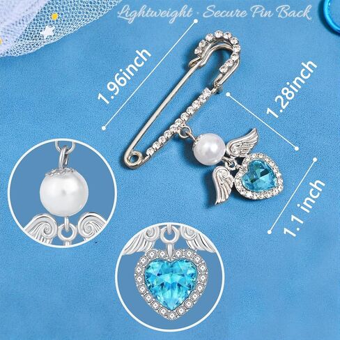 Something Blue Gift for Bride – Angel Pin with Pearl & Blue Heart Charm, Bridal Bouquet Charm for Wedding Day, Bride to Be Gift, Bridal Shower & Bachelorette Present in Saudi Arabia