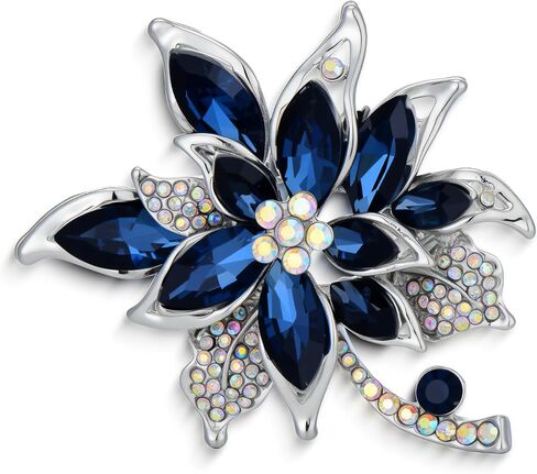 بروش زهرة أنيقة من حجر الراين إكسسوارات دبابيس على شكل زهرة للملابس، هدية عيد الميلاد للنساء in Kuwait