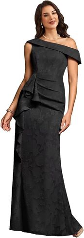One Shoulder Mother of Bride Dresses Chiffon Ruffle Formal Evening Party Dress Mermaid Long Wedding Guest Gowns in Saudi Arabia