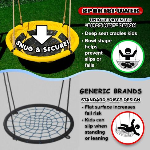 مجموعة أرجوحة وصحون معدنية ثلاثية من Sportspower: 3 مراجيح، 1 أرجوحة طبق طائر، 1 شريحة متموجة - تتجاوز معايير السلامة ASTM in Kuwait