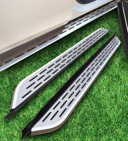 Running Boards for Audi Q7 2016-2025 | 2PCs Aluminum Side Steps with Black Anti-Slip Rubber Texture | No Drill Bolt-On Kit | Car Accessories Silver (1 Set) (CKLY) in Kuwait