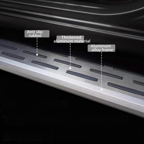 Running Boards for Audi Q7 2016-2025 | 2PCs Aluminum Side Steps with Black Anti-Slip Rubber Texture | No Drill Bolt-On Kit | Car Accessories Silver (1 Set) (CKLY) in Kuwait