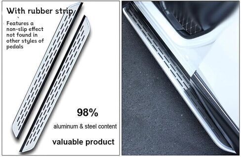 Running Boards for Audi Q7 2016-2025 | 2PCs Aluminum Side Steps with Black Anti-Slip Rubber Texture | No Drill Bolt-On Kit | Car Accessories Silver (1 Set) (CKLY) in Kuwait