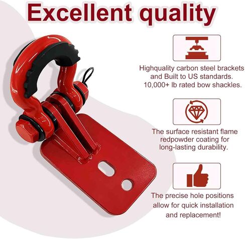 Heavy-Duty Front Tow Hooks, Compatible with Tacoma 2024-2026, 4Runner 2025-2026, and Land Cruiser 250 2024-2025 (Without Front Spoiler), 2-Pack, Flame Red. in Kuwait