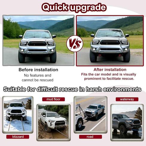 Heavy-Duty Front Tow Hooks, Compatible with Tacoma 2024-2026, 4Runner 2025-2026, and Land Cruiser 250 2024-2025 (Without Front Spoiler), 2-Pack, Flame Red. in Kuwait