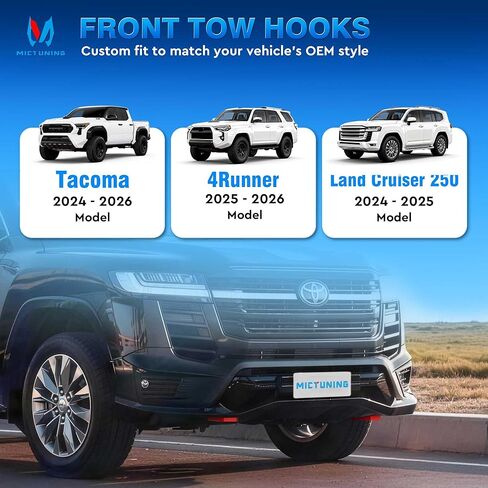 MICTUNING Upgraded Front Tow Hooks, Premium Aluminum with Stylish High-Appearance, Perfect Compatible with Tacoma 2024-2026/4Runner 2025-2026/Land Cruiser 250 2024-2025(Red) in Saudi Arabia