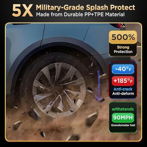 for Tesla Model Y Mud Flaps 2025 2026 [Protect Paint,No Drilling Required] All-Weather Mud Guard Body Kits for New Launch Model Y Juniper 2025 2026 Black in Kuwait