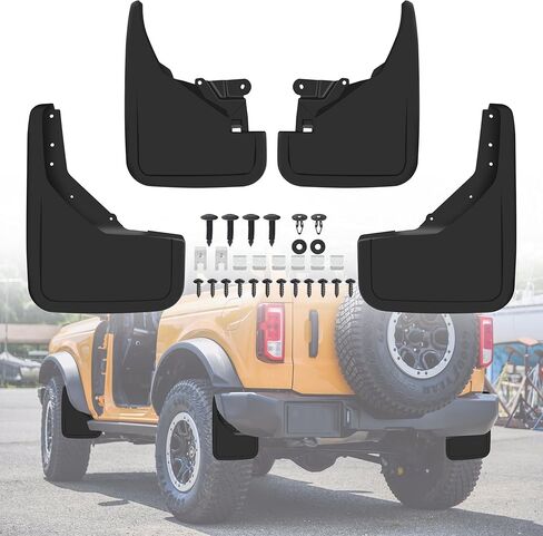 Mud Flaps Compatible with Ford Bronco 2021-2023 2/4 Door, Front Rear Tire Mud Guards Fender Flares,Wheel Splash Guard Function Upgrade Accessories, Black 4PCS (Not fit Bronco Sport,Sasquatch badlands) in Saudi Arabia