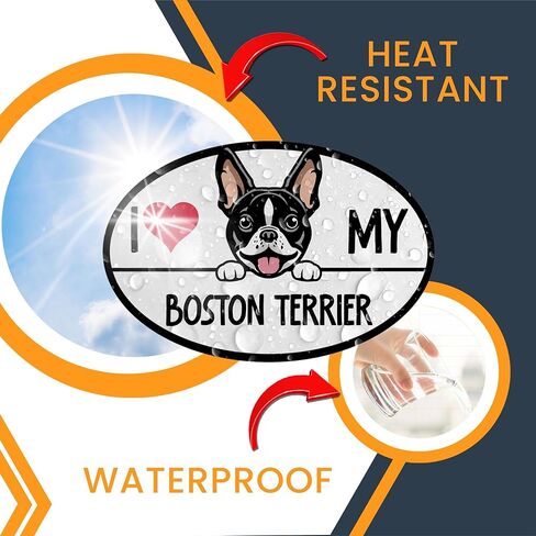Magnet Me Up I Love My Boston Terrier Dog Breed Car ملصق مغناطيسي، 4 × 6 بوصات بيضاوية، زخرفة رائعة للمركبة، الثلاجة، كلب خاطف لطيف، مغناطيس ممتص للصدمات لمحبي السلالات، صنع في الولايات المتحدة الأمريكية in Kuwait