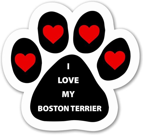 Magnet Me Up I Love My Boston Terrier Dog Breed Car ملصق مغناطيسي، 4 × 6 بوصات بيضاوية، زخرفة رائعة للمركبة، الثلاجة، كلب خاطف لطيف، مغناطيس ممتص للصدمات لمحبي السلالات، صنع في الولايات المتحدة الأمريكية in Kuwait