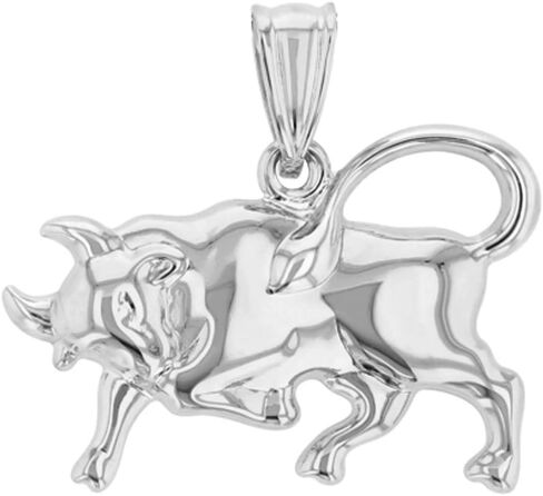 Jewelry America High Polish 14k White Gold 3D Taurus Zodiac Sign Bull Animal Pendant in Saudi Arabia