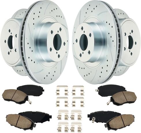 مجموعة الفرامل الأمامية والخلفية BDFHYK متوافقة مع Subaru Forester 09-13، Impreza 2013، Outback 10-12، Legacy 10-13، دوارات الفرامل المشقوقة ووسادات الفرامل السيراميكية، استبدل S-31407، S-31509، D-929 in Kuwait