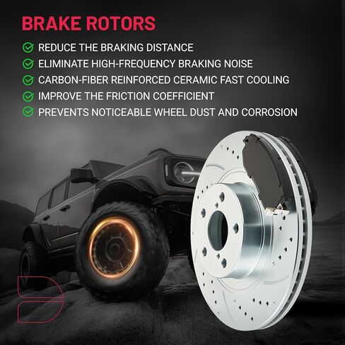 مجموعة الفرامل الأمامية والخلفية BDFHYK متوافقة مع Subaru Forester 09-13، Impreza 2013، Outback 10-12، Legacy 10-13، دوارات الفرامل المشقوقة ووسادات الفرامل السيراميكية، استبدل S-31407، S-31509، D-929 in Kuwait