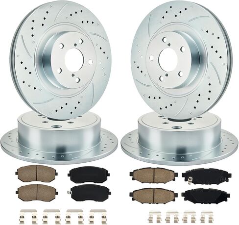 مجموعة الفرامل الأمامية والخلفية BDFHYK متوافقة مع Subaru Forester 09-13، Impreza 2013، Outback 10-12، Legacy 10-13، دوارات الفرامل المشقوقة ووسادات الفرامل السيراميكية، استبدل S-31407، S-31509، D-929 in Kuwait