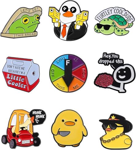 Funny Duck Goose Frog Enamel Pins - 9 PC Cute Anime Animal Lapel Pins for Backpacks, Jackets, Hats as Fun Collectibles and Gifts for Adults & Teens in Saudi Arabia
